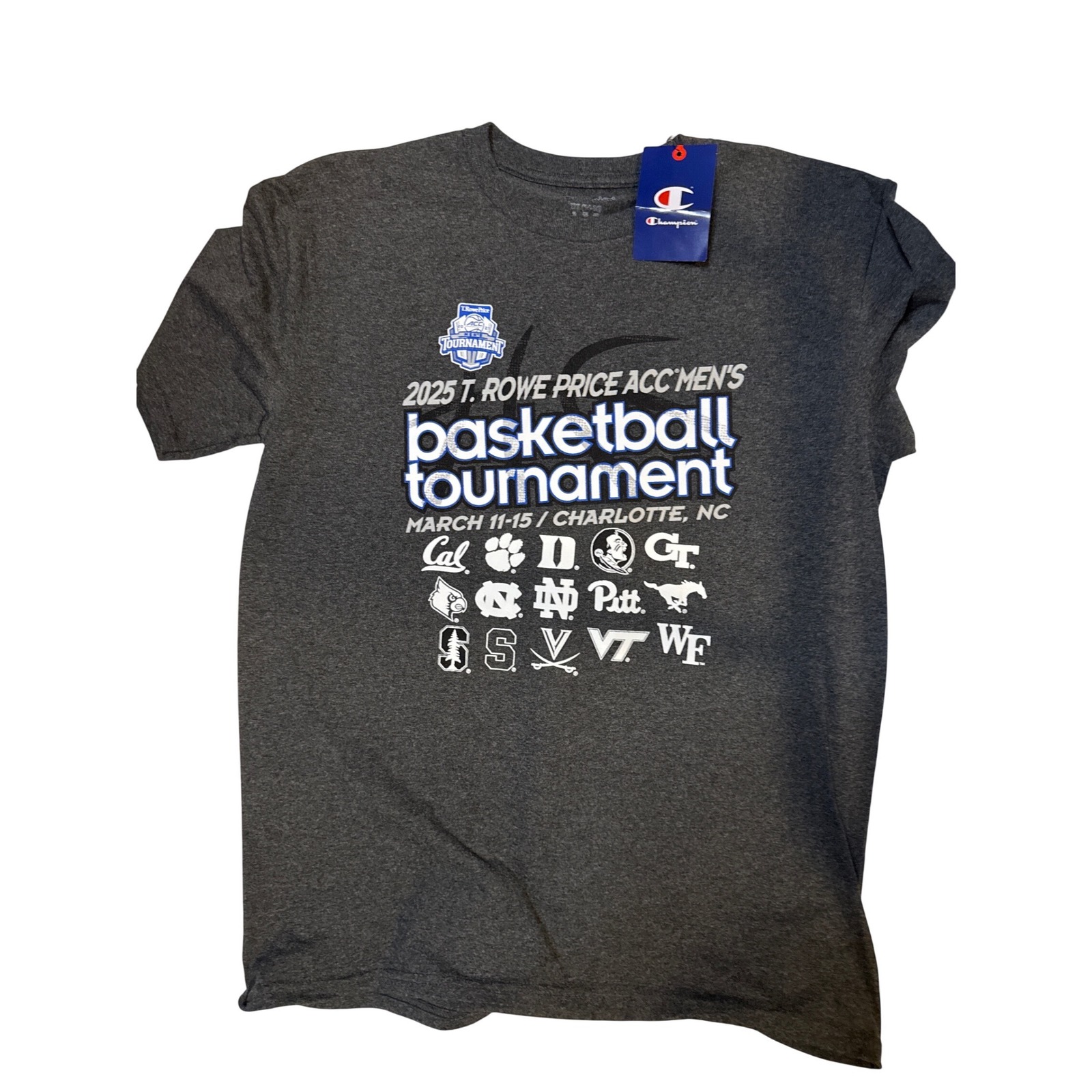Champion 2025 T Rowe Price Acc Mens Basketball Tournament T Shirt Kids Size Xl